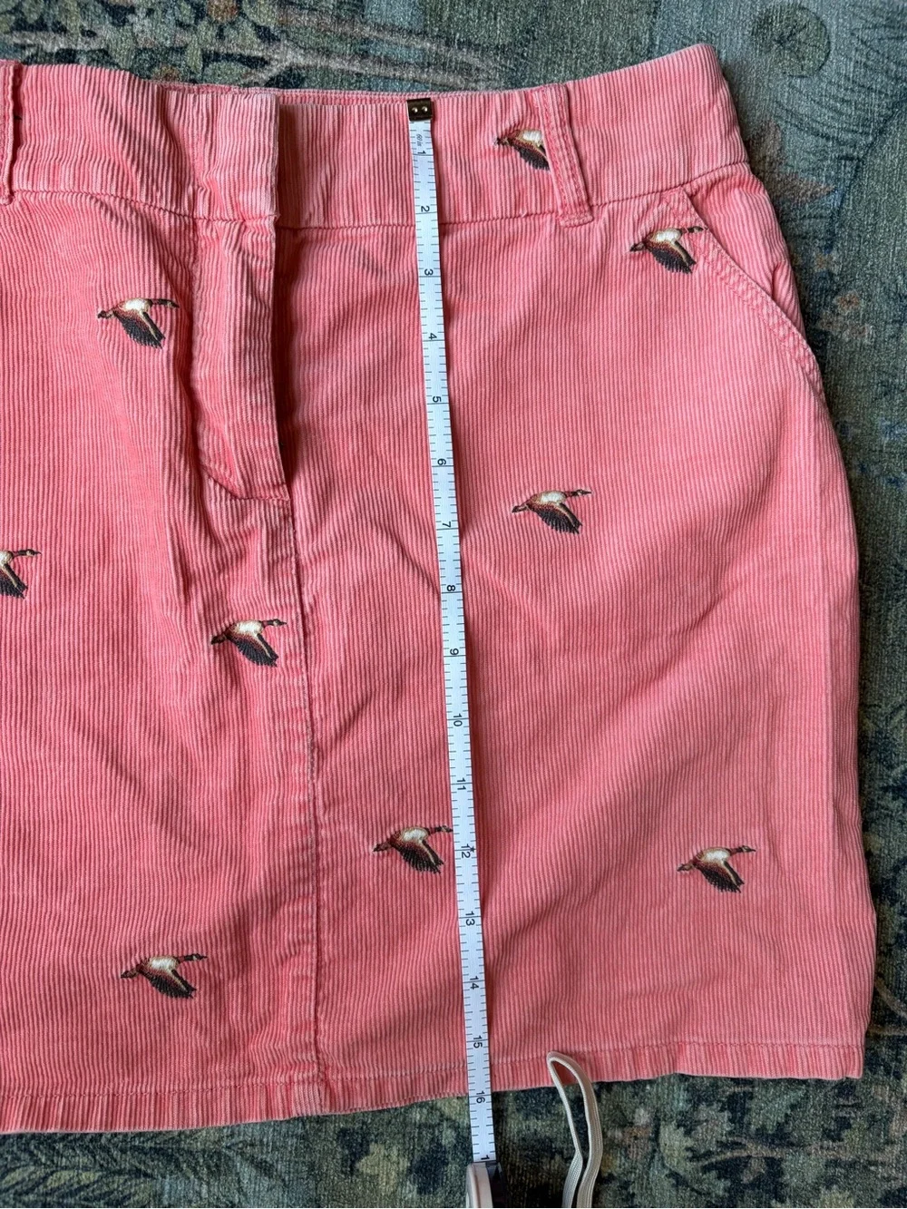 J. Crew Pink Corduroy Mini Skirt with Embroidered Geese, 100% Cotton